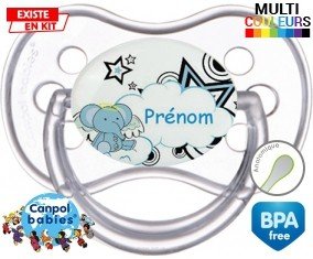 Eléphant style3 + prénom: Sucette Anatomique-su7.fr