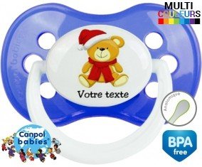 Ourson noël + prénom : Sucette Anatomique personnalisée