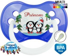 Pingouin de noël + prénom : Tétine Anatomique personnalisée