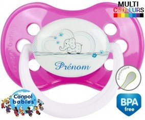 Eléphant bleu tendre + prénom: Sucette Anatomique-su7.fr
