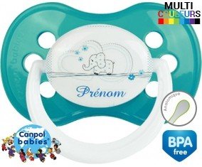 Eléphant bleu tendre + prénom: Sucette Anatomique-su7.fr