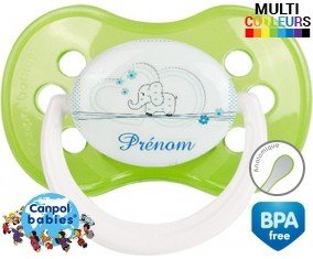 Eléphant bleu tendre + prénom: Sucette Anatomique-su7.fr