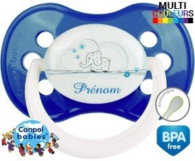 Eléphant bleu tendre + prénom: Sucette Anatomique-su7.fr