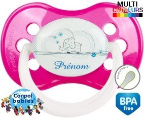 Eléphant bleu tendre + prénom: Sucette Anatomique-su7.fr