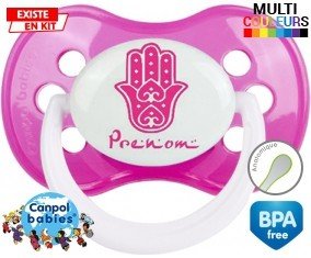 Main de fatma rose + prénom: Sucette Anatomique-su7.fr