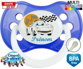 Voiture (garçon) + prénom : Sucette Anatomique personnalisée