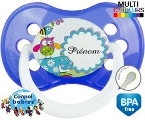 Hippopotame bleu + prénom : Sucette Anatomique personnalisée
