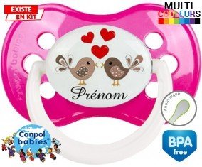 Oiseaux cœur + prénom: Sucette Anatomique-su7.fr