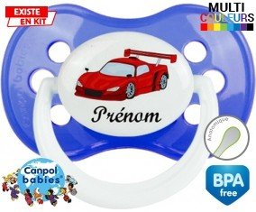 Voiture de course rouge + prénom : Sucette Anatomique personnalisée