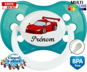 Voiture de course rouge + prénom: Sucette Anatomique-su7.fr