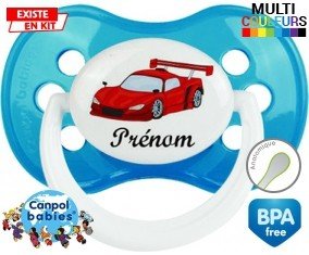 Voiture de course rouge + prénom: Sucette Anatomique-su7.fr