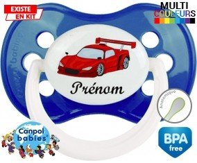 Voiture de course rouge + prénom: Sucette Anatomique-su7.fr