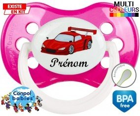 Voiture de course rouge + prénom: Sucette Anatomique-su7.fr