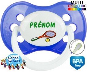 Tennis + prénom : Sucette Anatomique personnalisée