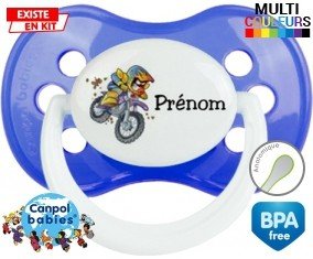 Moto et style1 + prénom : Sucette Anatomique personnalisée