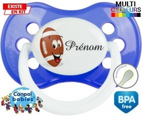 Rugby ballon + prénom : Sucette Anatomique personnalisée
