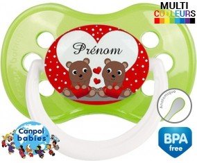 Petit ours et cœur + prénom: Sucette Anatomique-su7.fr