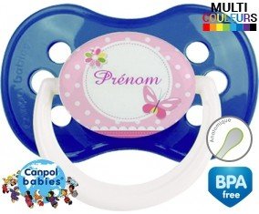 Papillon rose + prénom: Sucette Anatomique-su7.fr