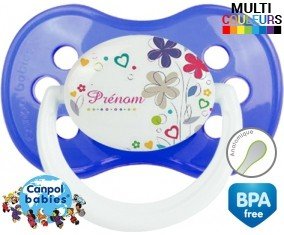 Fleur + prénom : Sucette Anatomique personnalisée
