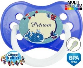 Baleine + prénom style 1 : Sucette Anatomique personnalisée