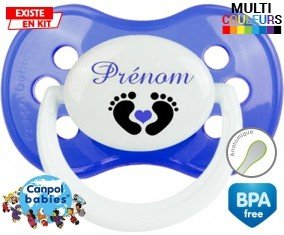 Pied cœur (garçon) + prénom : Tétine Anatomique personnalisée