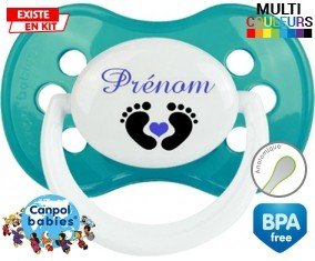 Pied cœur (garçon) + prénom : Tétine Anatomique