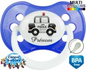 Voiture de police style2 + prénom : Sucette Anatomique personnalisée