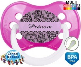 Dentelle + prénom: Sucette Anatomique-su7.fr