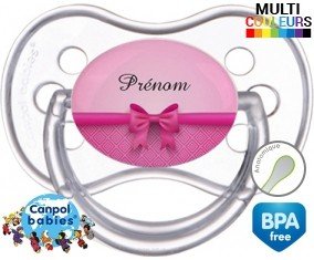 Flot rose + prénom: Sucette Anatomique-su7.fr