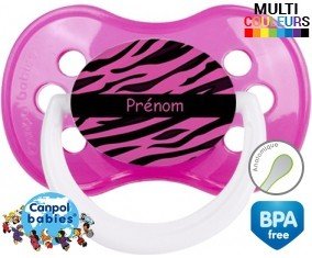 Tigre rose + prénom: Sucette Anatomique-su7.fr