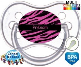 Tigre rose + prénom: Sucette Anatomique-su7.fr