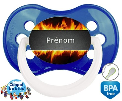 Feu flammes + prénom: Sucette Anatomique-su7.fr