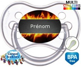 Feu flammes + prénom: Sucette Anatomique-su7.fr