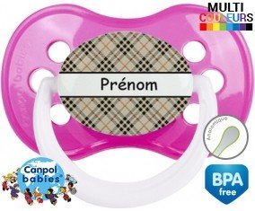 Ecossais beige + prénom: Sucette Anatomique-su7.fr