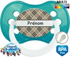 Ecossais beige + prénom: Sucette Anatomique-su7.fr