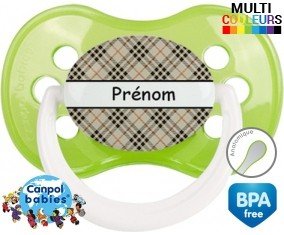 Ecossais beige + prénom: Sucette Anatomique-su7.fr