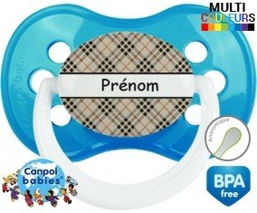 Ecossais beige + prénom: Sucette Anatomique-su7.fr