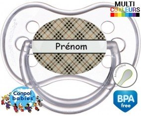 Ecossais beige + prénom: Sucette Anatomique-su7.fr