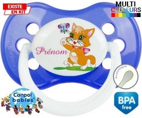 Chat papillon style1 + prénom : Sucette Anatomique personnalisée