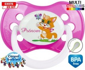 Chat papillon style1 + prénom: Sucette Anatomique-su7.fr