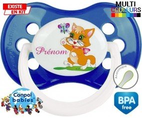 Chat papillon style1 + prénom: Sucette Anatomique-su7.fr