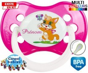 Chat papillon style1 + prénom: Sucette Anatomique-su7.fr