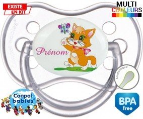 Chat papillon style1 + prénom: Sucette Anatomique-su7.fr