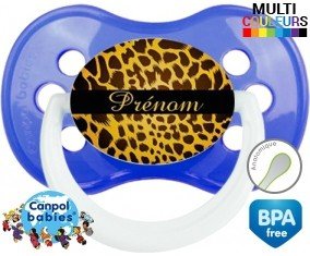 Leopard + prénom : Sucette Anatomique personnalisée