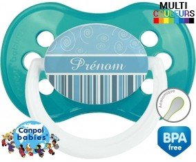 Motif bleu + prénom: Sucette Anatomique-su7.fr