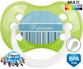 Motif bleu + prénom: Sucette Anatomique-su7.fr