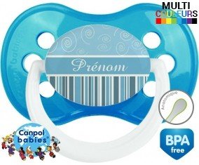 Motif bleu + prénom: Sucette Anatomique-su7.fr