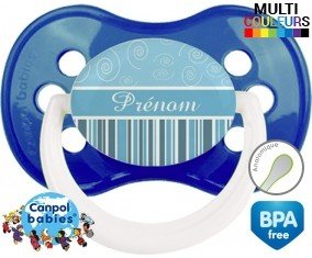 Motif bleu + prénom: Sucette Anatomique-su7.fr