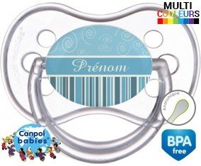 Motif bleu + prénom: Sucette Anatomique-su7.fr