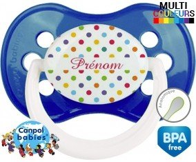 A pois multicolore + prénom: Sucette Anatomique-su7.fr